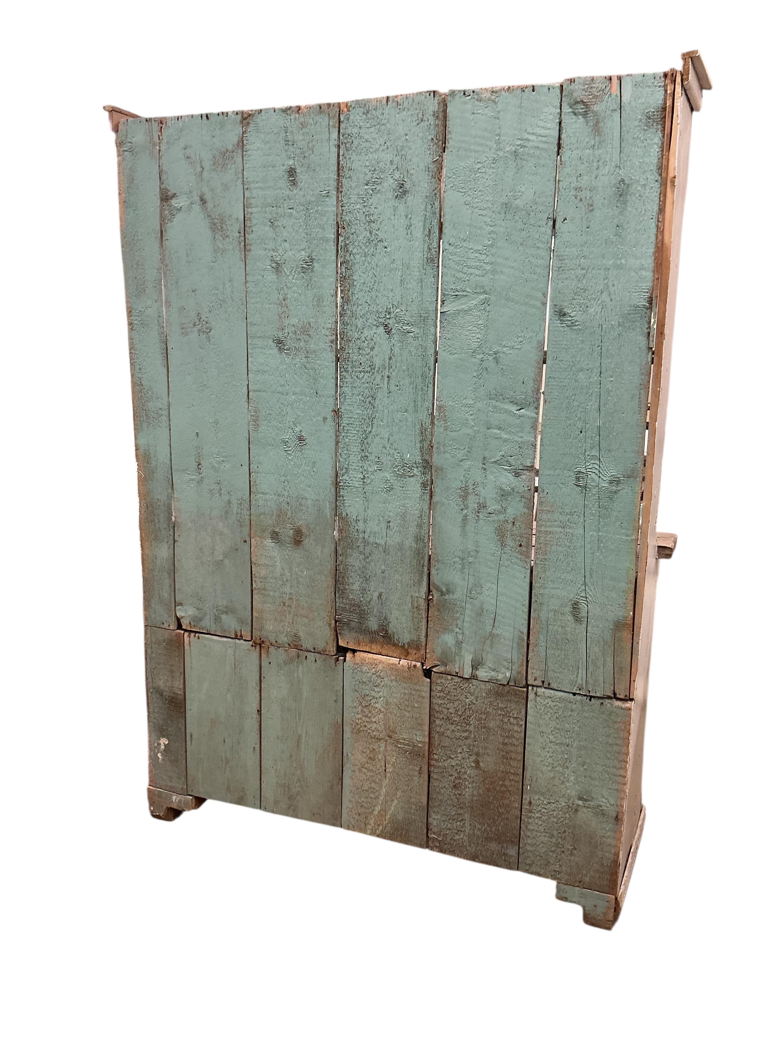 A Victorian style painted pine dresser, width 132cm, depth 43cm, height 182cm - to report